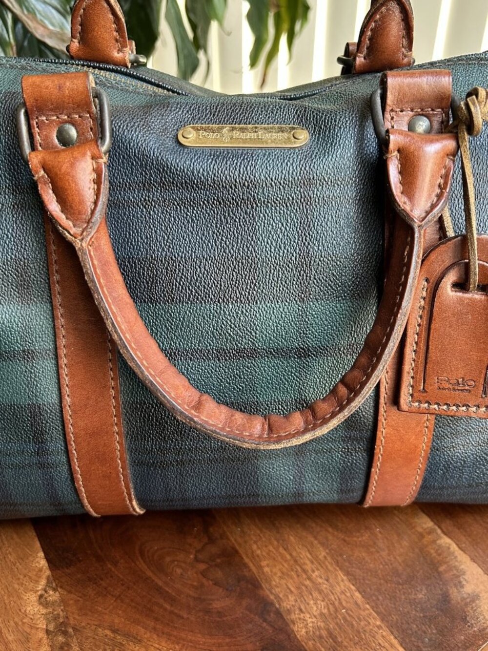 POLO RALPH LAUREN Tartan Plaid Boston Bag, Forest Green, Navy - Picture 10 of 15